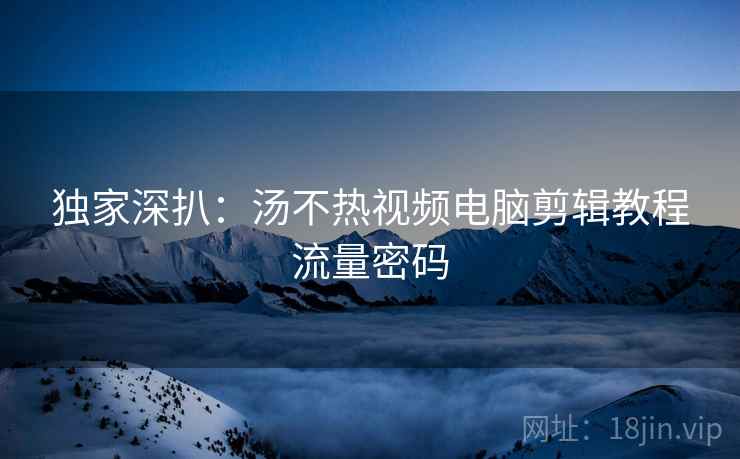独家深扒：汤不热视频电脑剪辑教程流量密码
